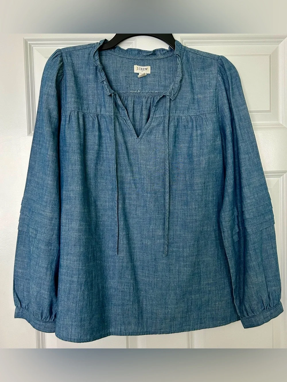 J. Crew Chambray Blue V-Neck Peasant Tunic